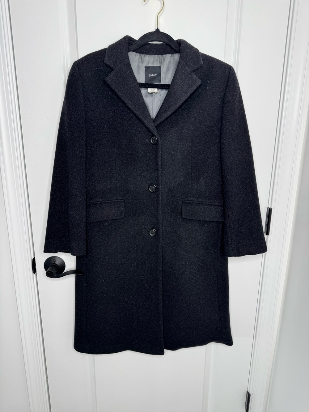 J. Crew Black Wool cashmere button Pea Coat petite 8